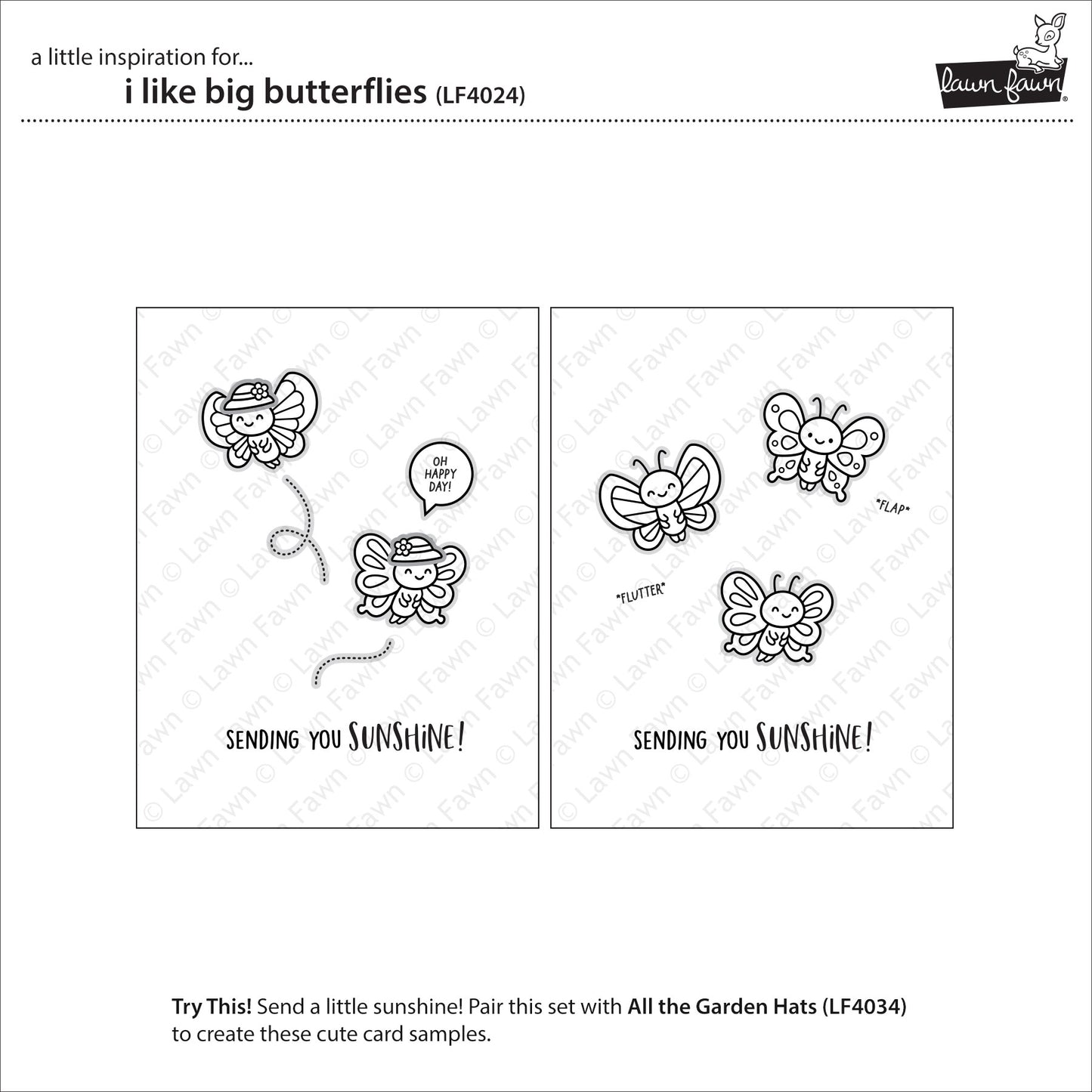Lawn Fawn I Like Big Butterflies 4x6 Clear Stamp Set