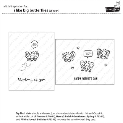 Lawn Fawn I Like Big Butterflies 4x6 Clear Stamp Set