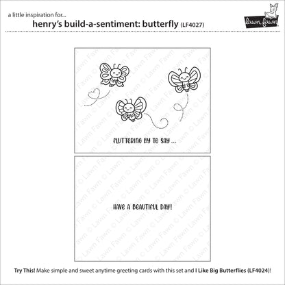 Lawn Fawn Henry's Build-A-Sentiment: Butterfly 3x4 Clear Stamp Set