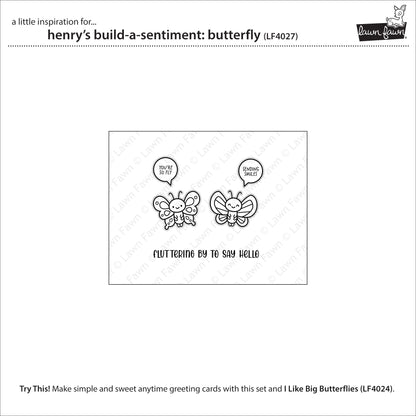 Lawn Fawn Henry's Build-A-Sentiment: Butterfly 3x4 Clear Stamp Set