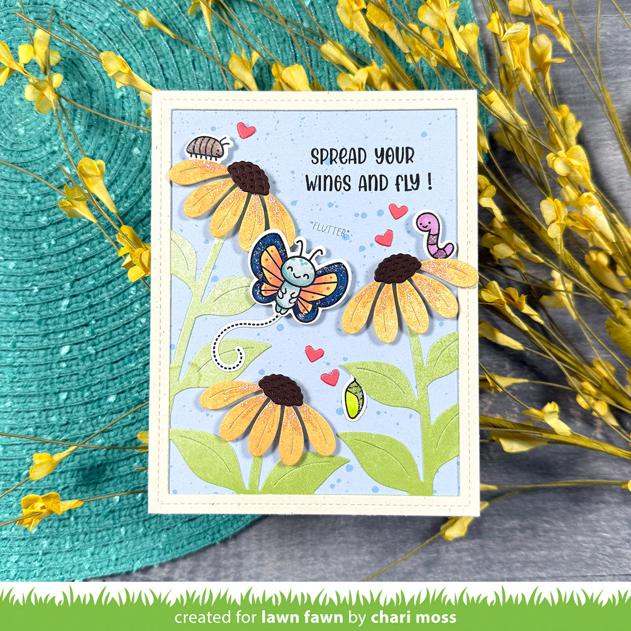 Lawn Fawn Henry's Build-A-Sentiment: Butterfly 3x4 Clear Stamp Set