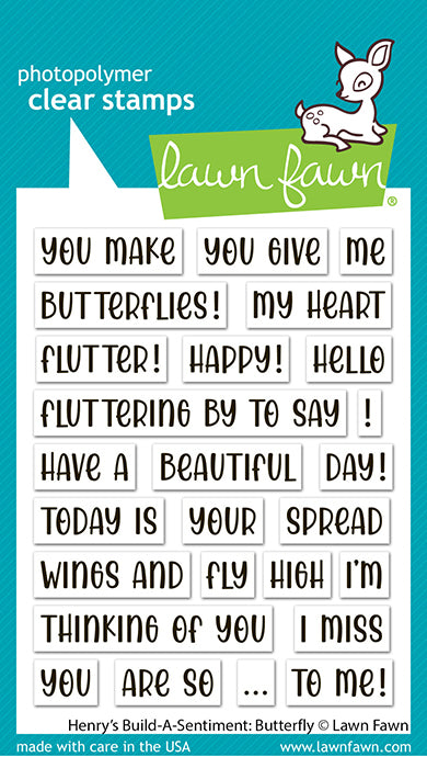 Lawn Fawn Henry's Build-A-Sentiment: Butterfly 3x4 Clear Stamp Set
