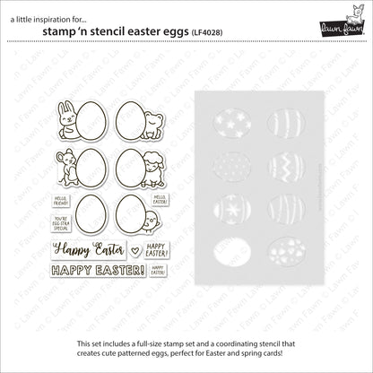 Lawn Fawn Stamp 'n Stencil Easter Eggs 4x6 Clear Stamp Set