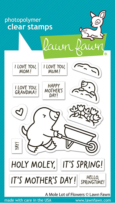 Lawn Fawn A Mole Lot of Flowers 3x4 Clear Stamp Set