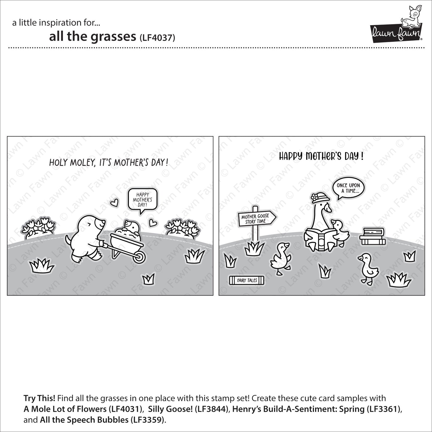 Lawn Fawn All the Grasses 2x3 Clear Stamp Set