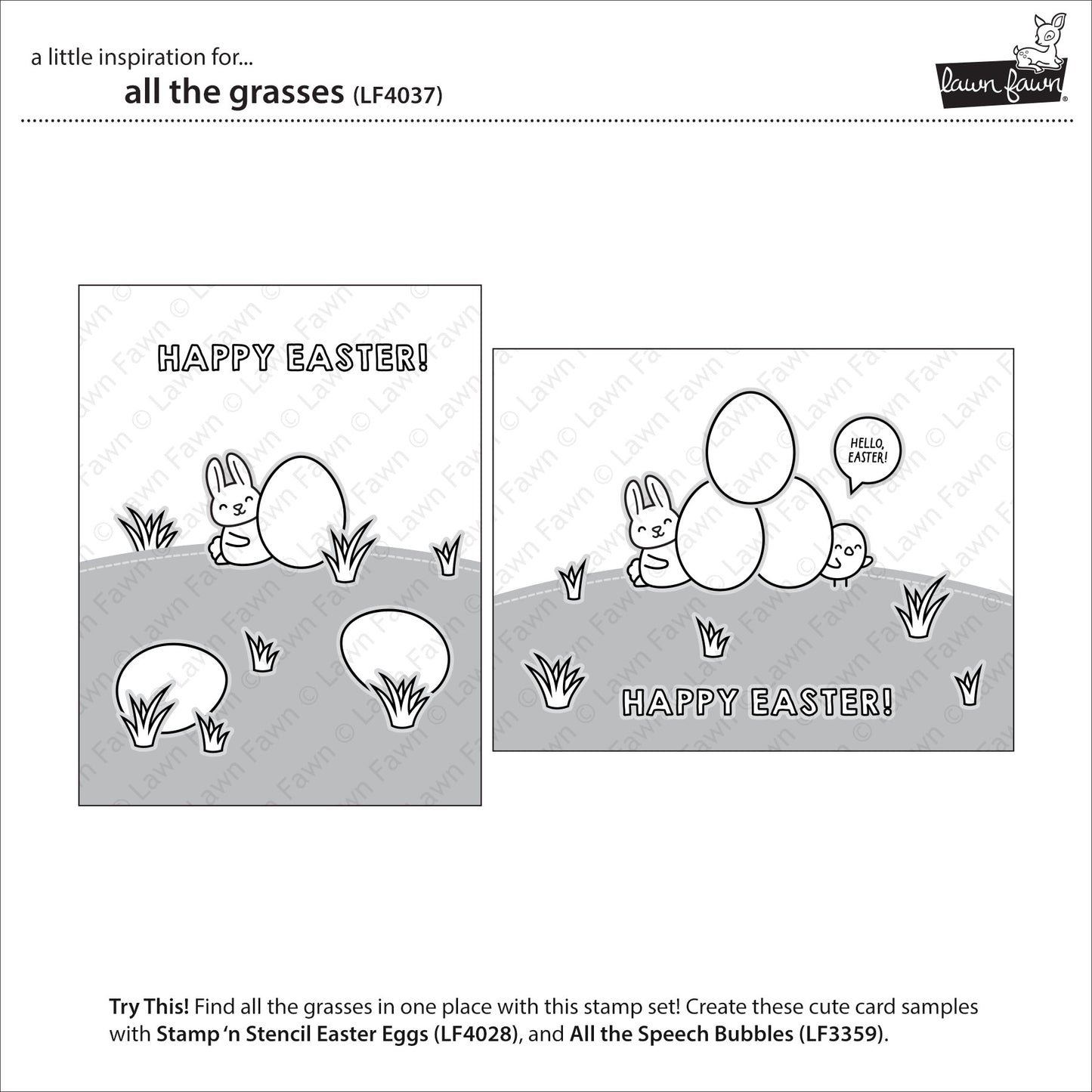 Lawn Fawn All the Grasses 2x3 Clear Stamp Set