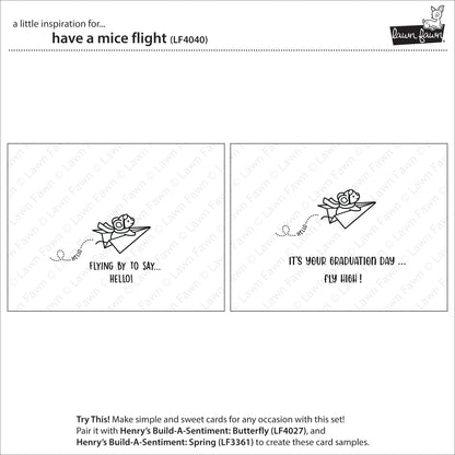 Lawn Fawn Have a Mice Flight 2x3 Clear Stamp Set