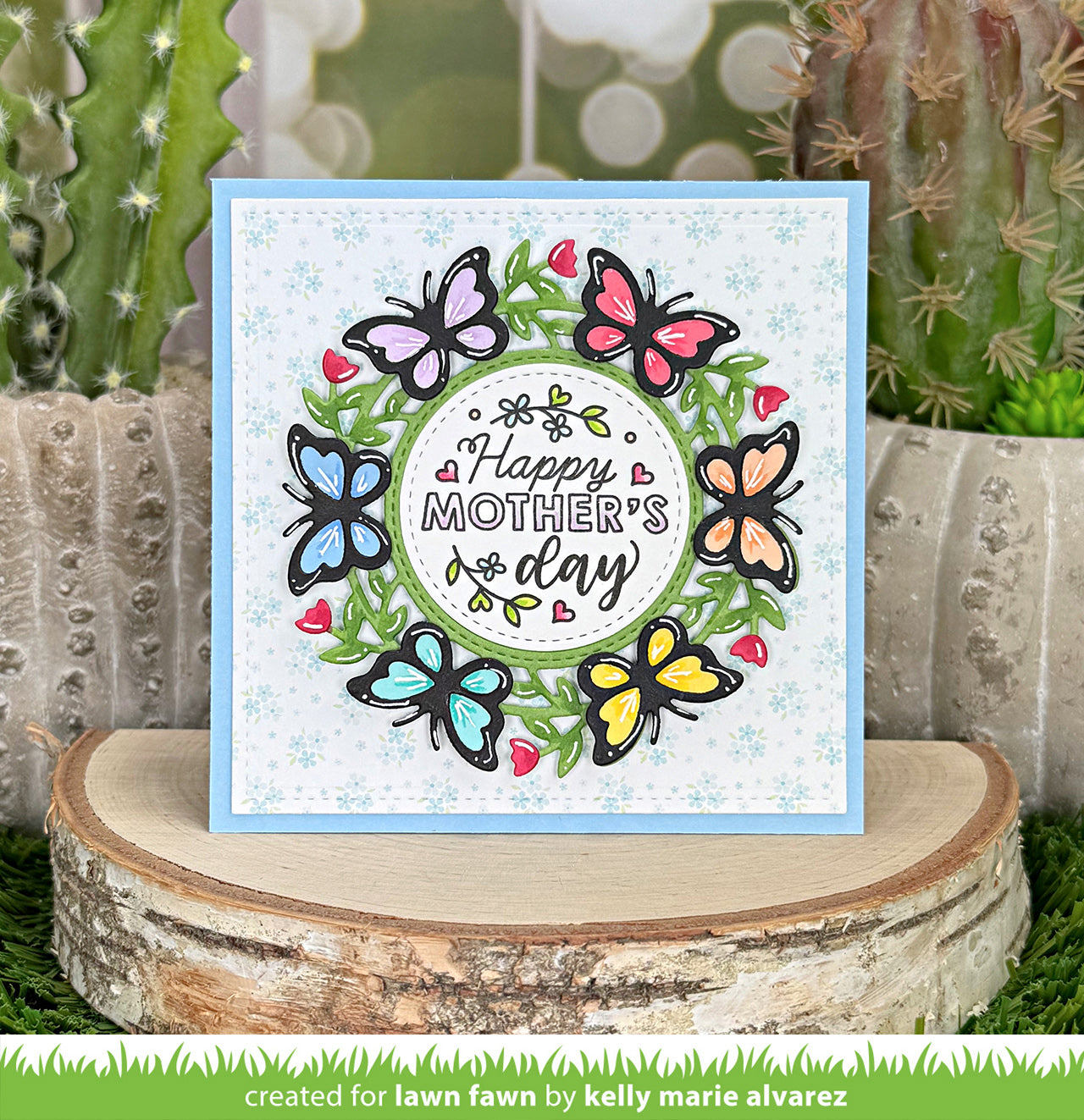 Lawn Fawn Magic Iris Butterfly Wreath Add-On Stand alone Stanzen