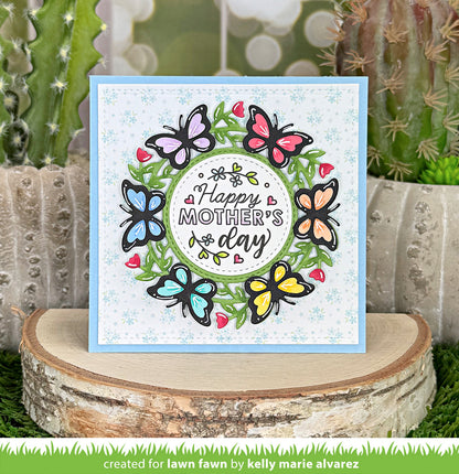 Lawn Fawn Magic Iris Butterfly Wreath Add-On Stand alone Stanzen