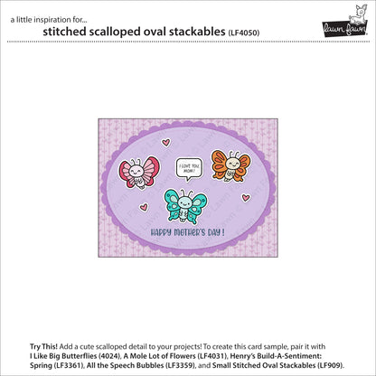 Lawn Fawn Stitched Scalloped Oval Stackables Stand alone Stanzen
