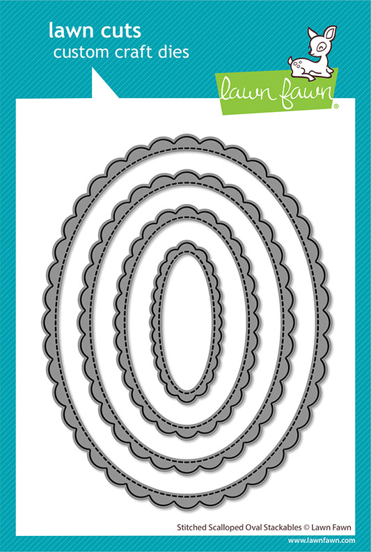 Lawn Fawn Stitched Scalloped Oval Stackables Stand alone Stanzen