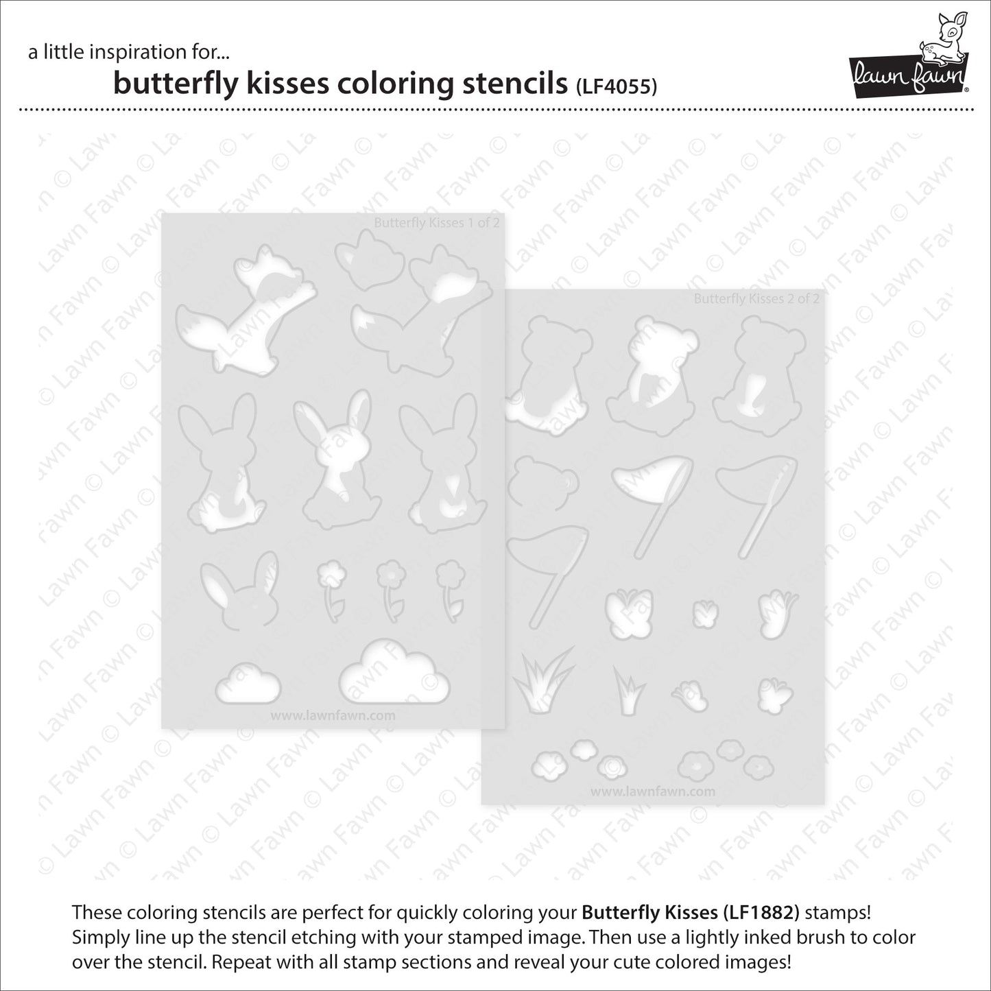 Lawn Fawn Butterfly Kisses Coloring Schablonen