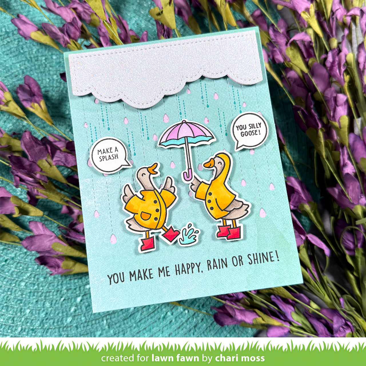 Lawn Fawn silly goose, rain or shine!