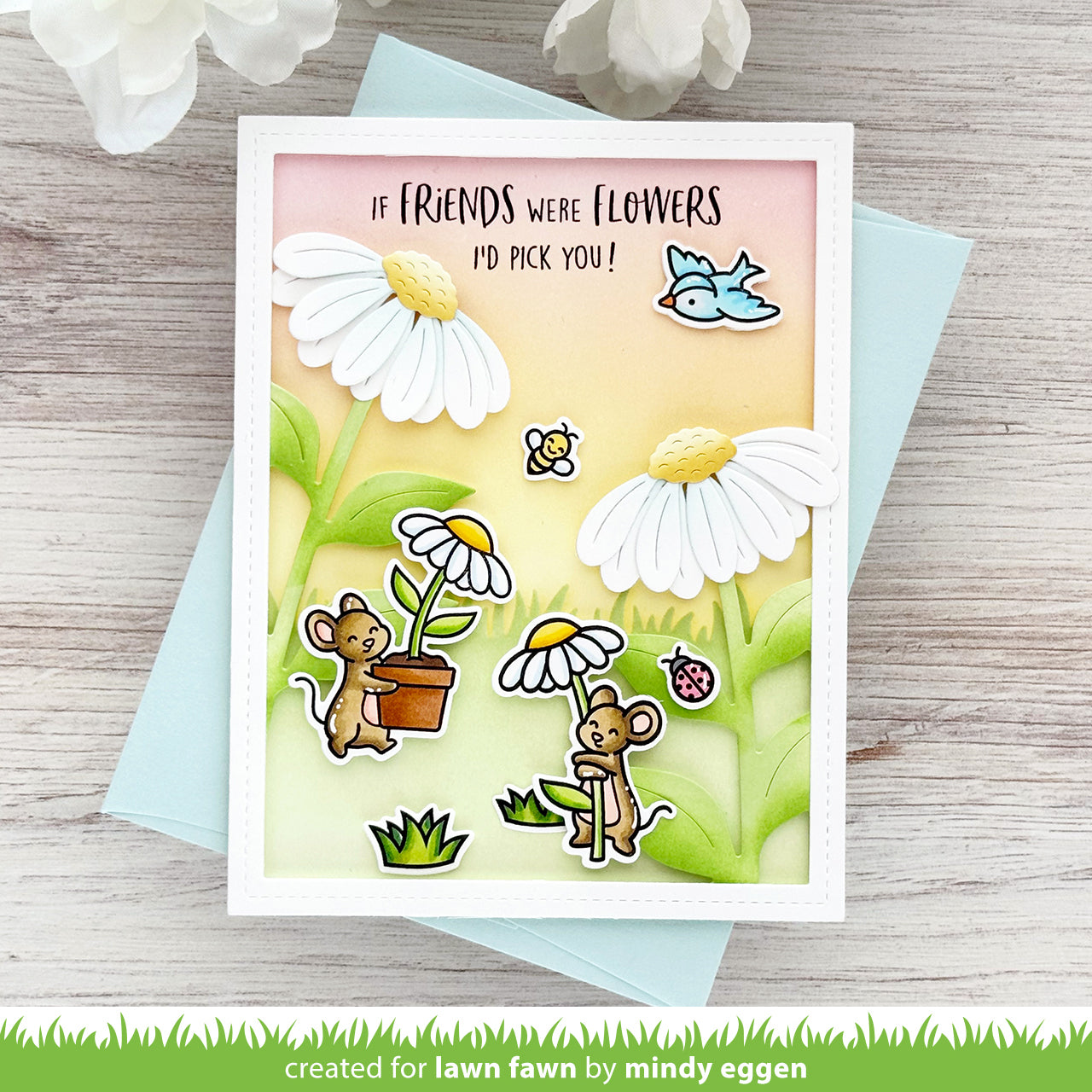 Lawn Fawn mice flowers