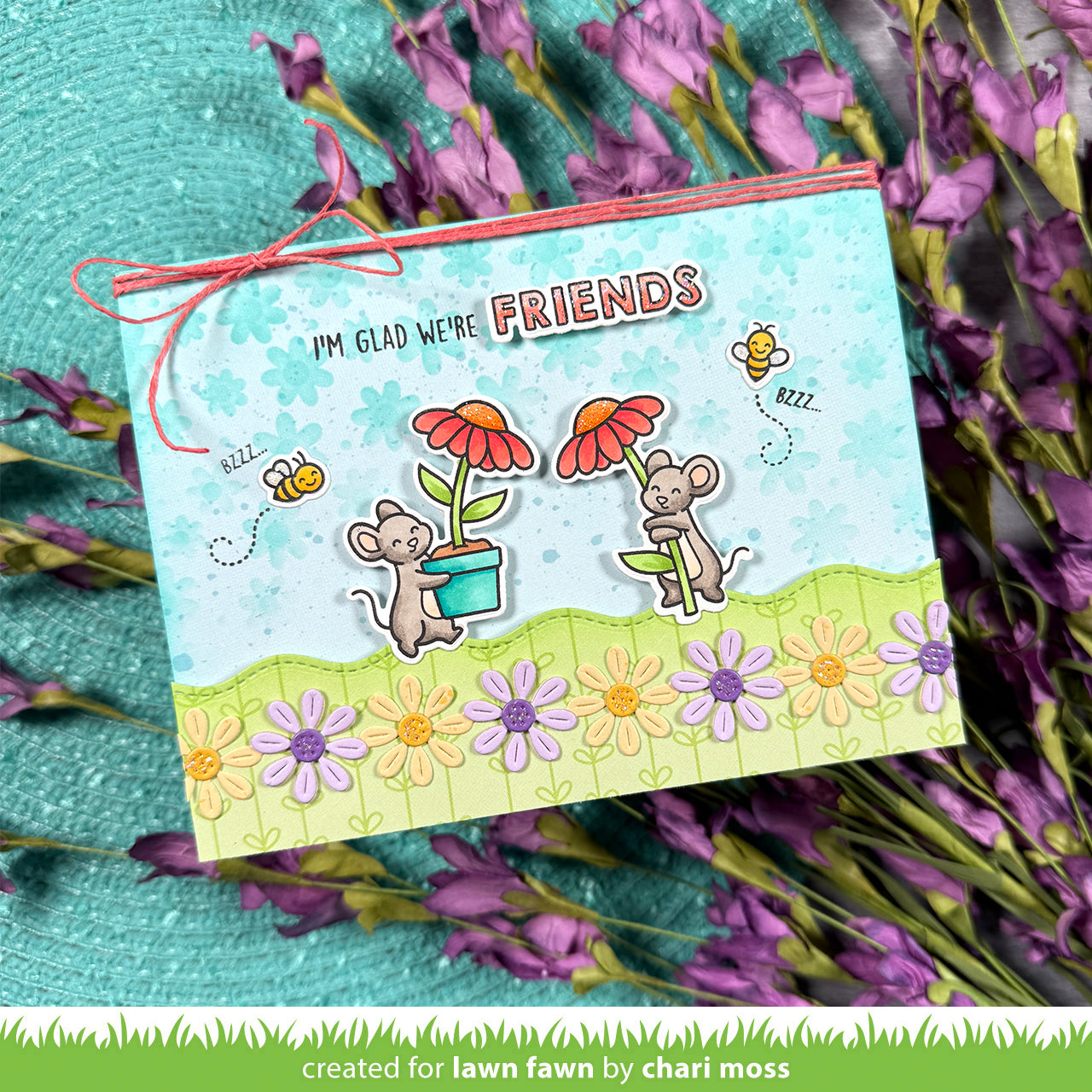 Lawn Fawn mice flowers