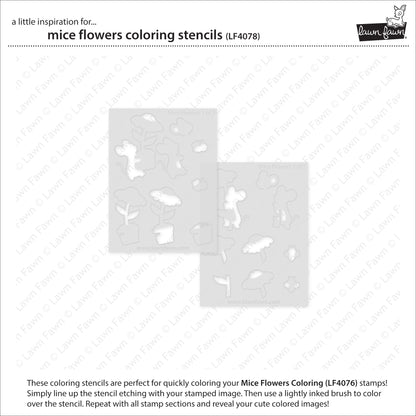 Lawn Fawn mice flowers coloring stencils