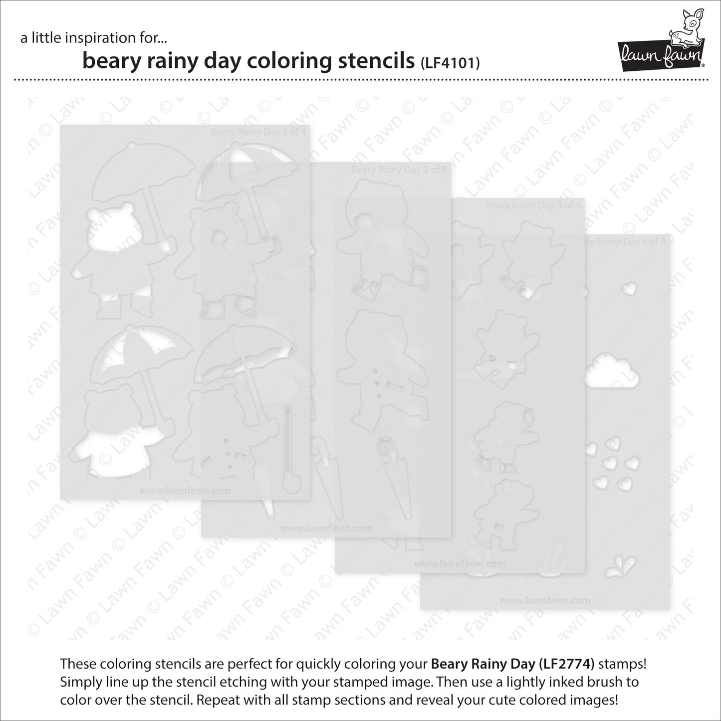 Lawn Fawn beary rainy day coloring stencils