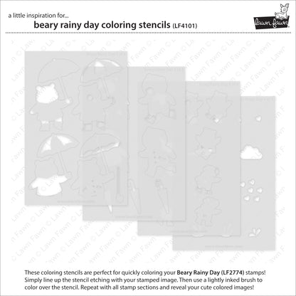 Lawn Fawn beary rainy day coloring stencils