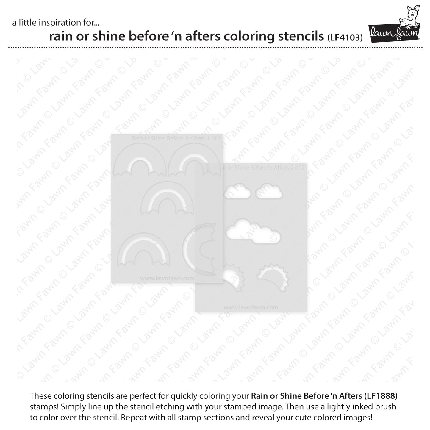 Lawn Fawn rain or shine before 'n afters coloring stencils