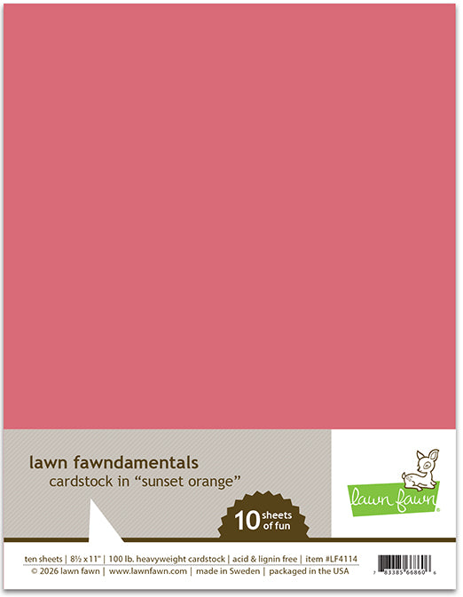 Lawn Fawn Sunset Orange Cardstock 8.5x11
