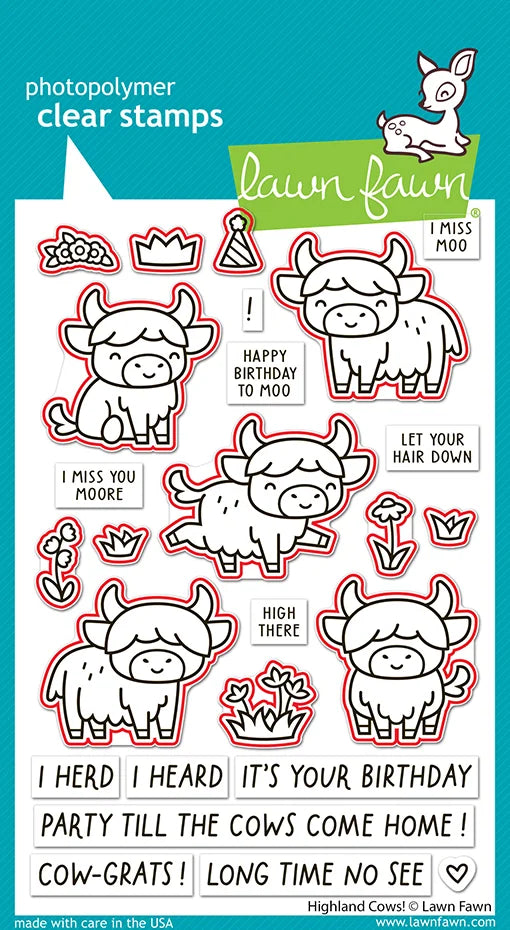 Lawn Fawn Highland Cows! Outline Stanzen