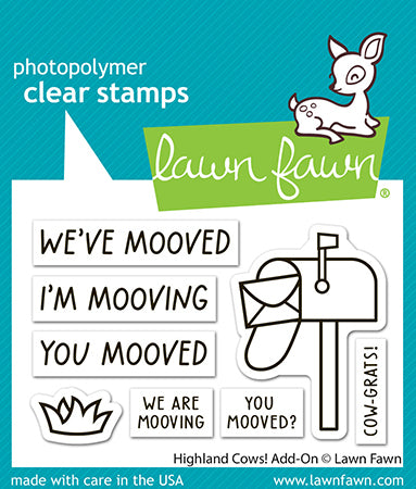 Lawn Fawn Highland Cows! Add-On Clear Stamp Set mit passenden Motiven und Sentimenten