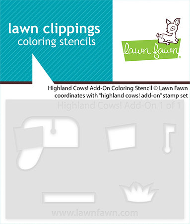 Lawn Fawn Highland Cows! Add-On Schablonen zum schnellen Ausmalen von Stempeln