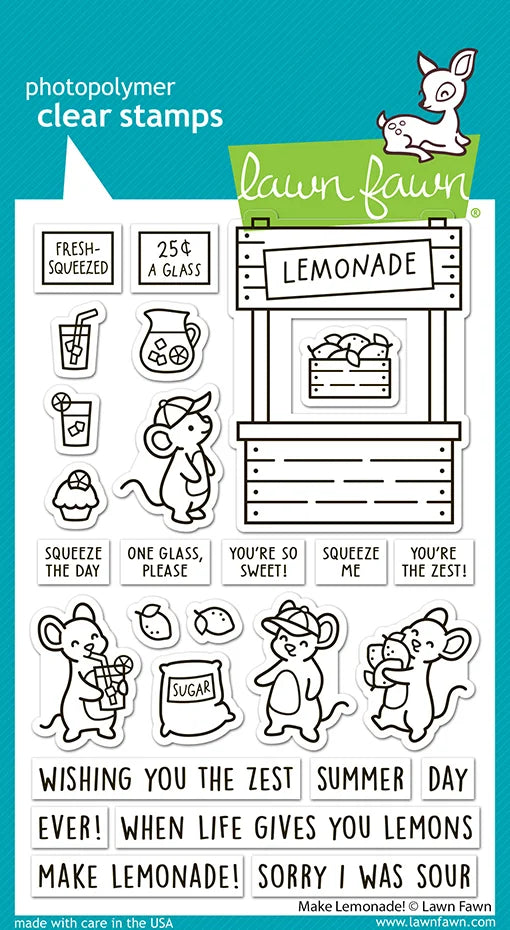 Lawn Fawn Make Lemonade Clear Stamp Set mit passenden Motiven und Sentimenten
