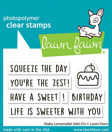 Lawn Fawn Make Lemonade! Add-On Clear Stamp Set mit passenden Motiven und Sentimenten