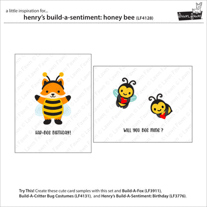 Lawn Fawn Henry's Build-A-Sentiment: Honey Bee Clear Stamp Set 3x4