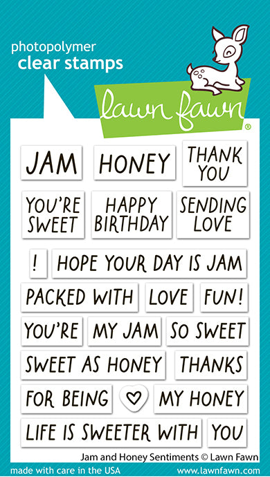Lawn Fawn Jam And Honey Sentiments Clear Stamp Set mit passenden Sentimenten für build-a-drink mason jar jam and honey add-on