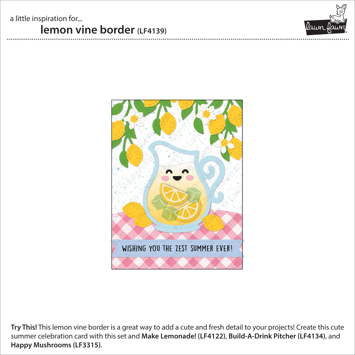 Beispielmöglichkeit für eine Karte Lawn Fawn Lemon Vine Border Stanzen