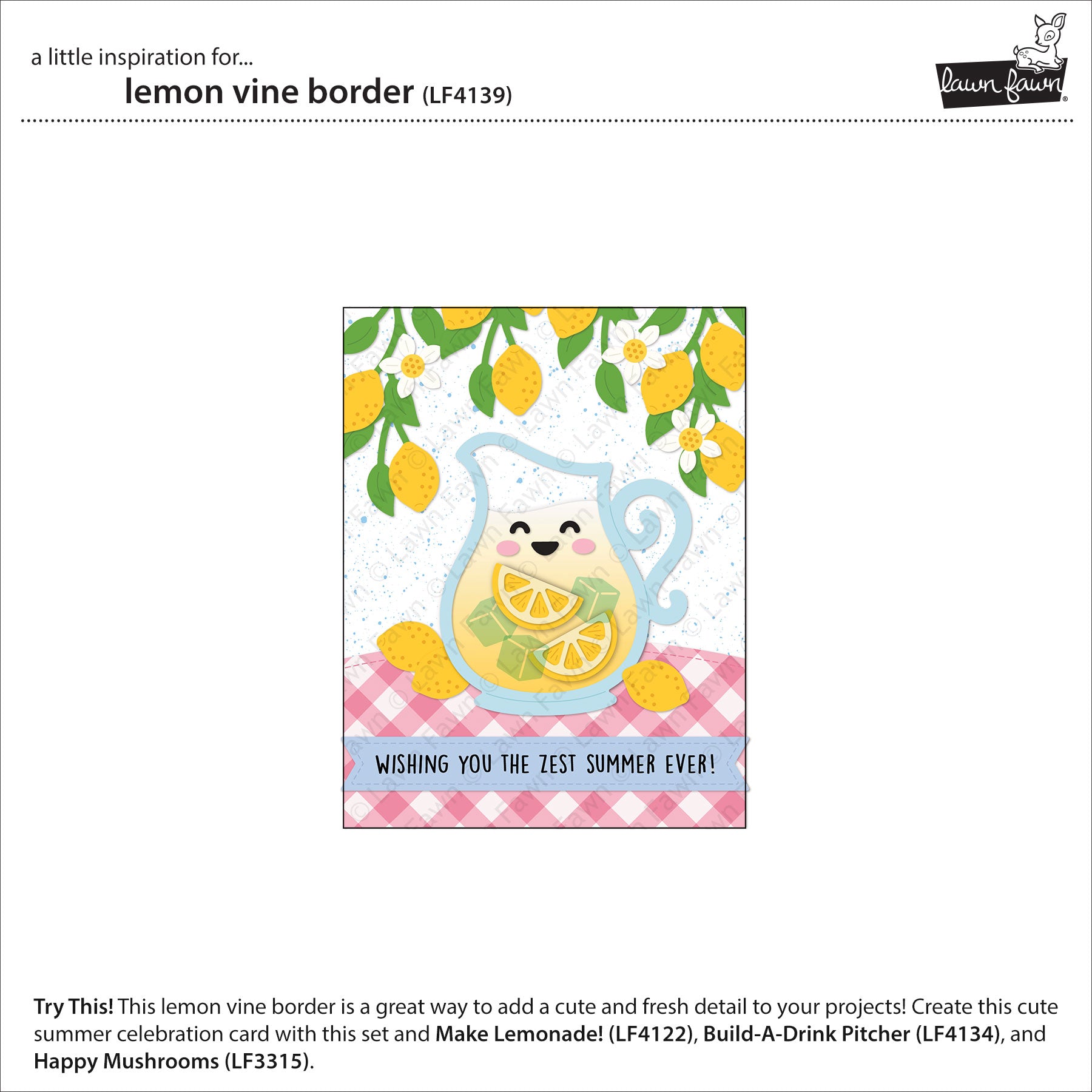Beispielmöglichkeit für eine Karte Lawn Fawn Lemon Vine Border Stanzen