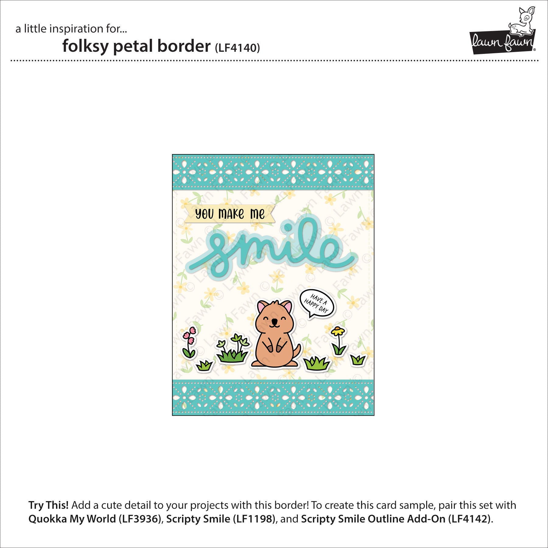 Beispielkarte mit Lawn Fawn Folksy Petal Border Stanzen