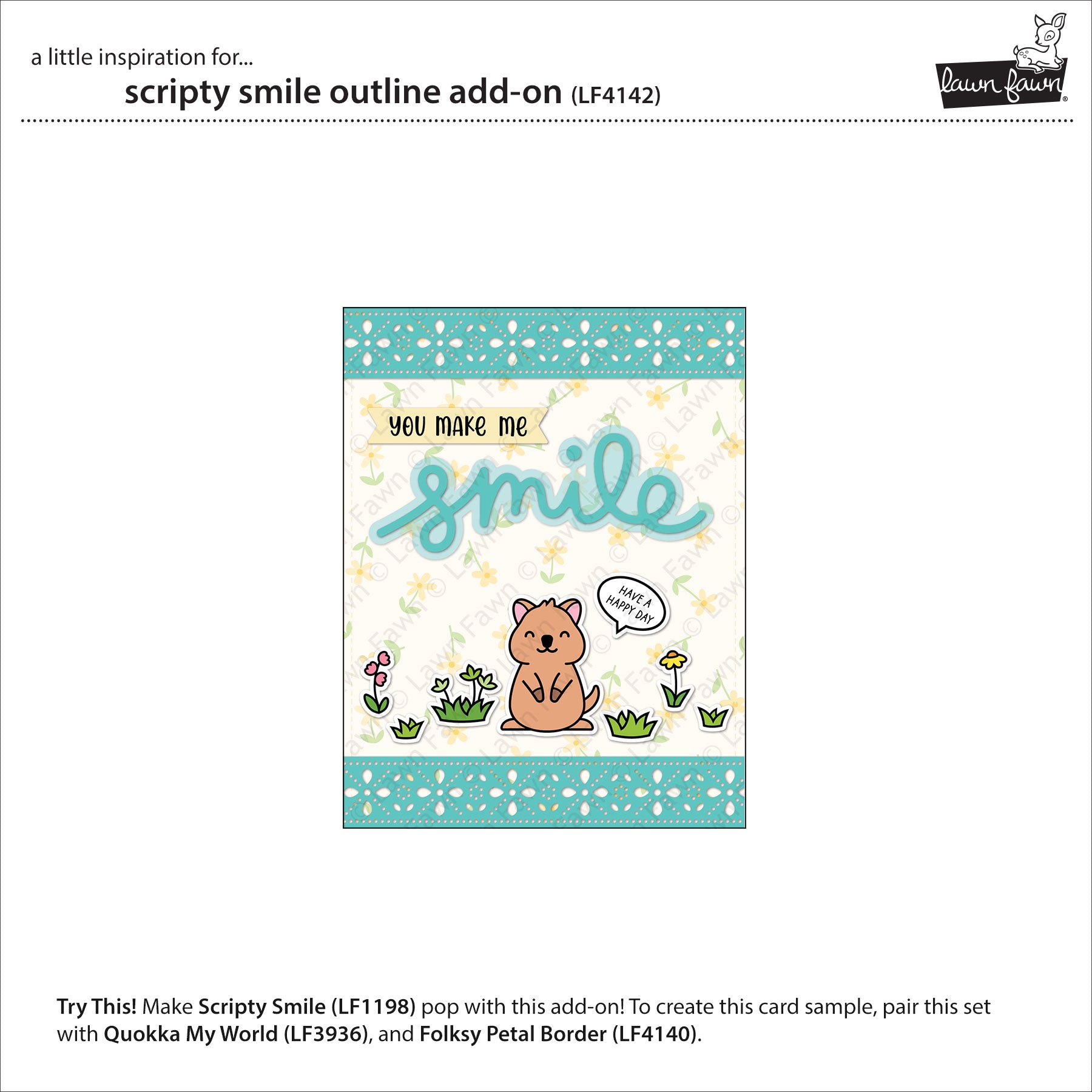 Lawn Fawn Scripty Smile Outline Add-On Stanzen