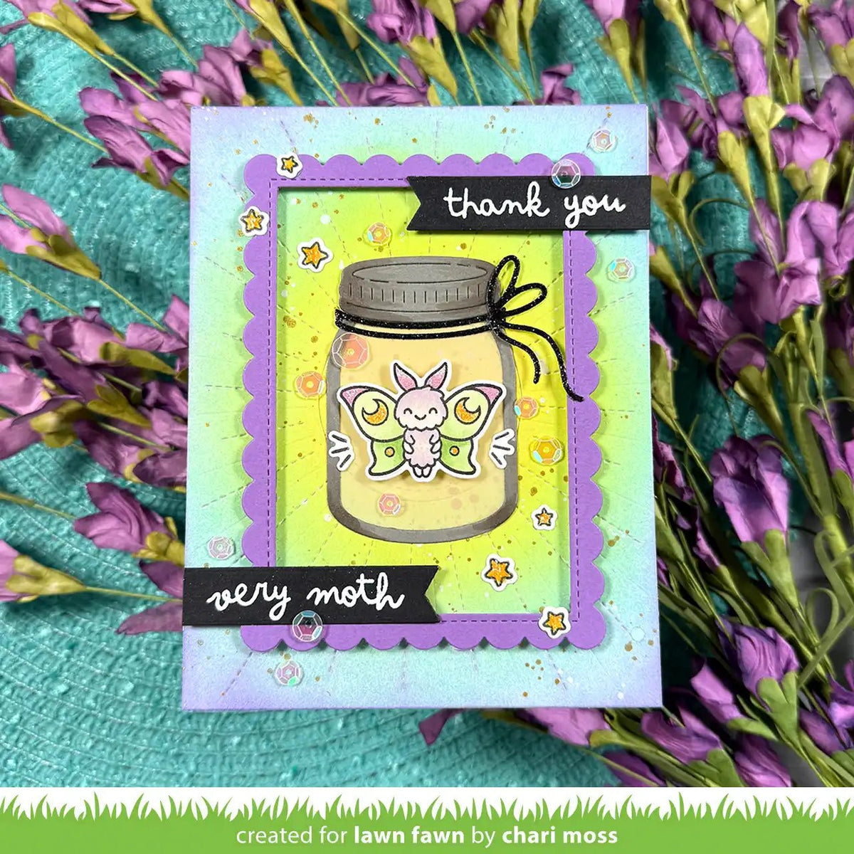 Lawn Fawn I Like Cute Moths Clear Stamp Set 4x6