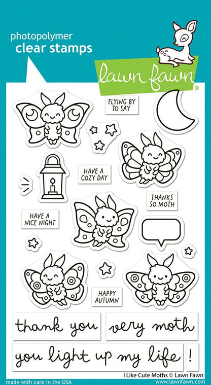Lawn Fawn I Like Cute Moths Clear Stamp Set 4x6