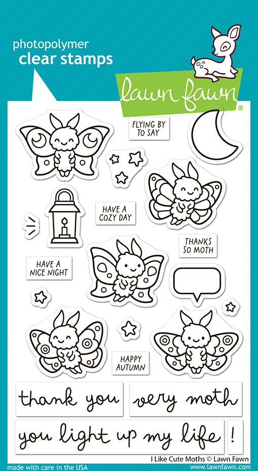 Lawn Fawn I Like Cute Moths Clear Stamp Set 4x6