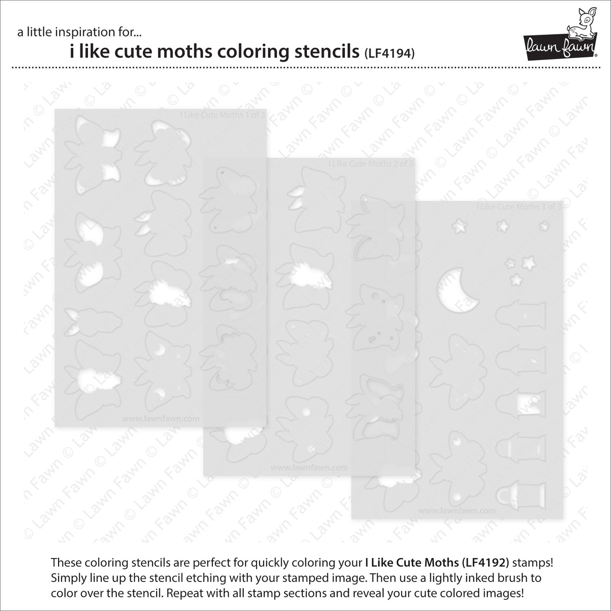 Lawn Fawn I Like Cute Moths Coloring Stencils Produktbild 2