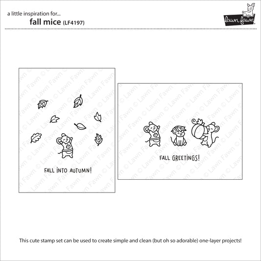 Lawn Fawn Fall Mice Clear Stamp Set 3x4