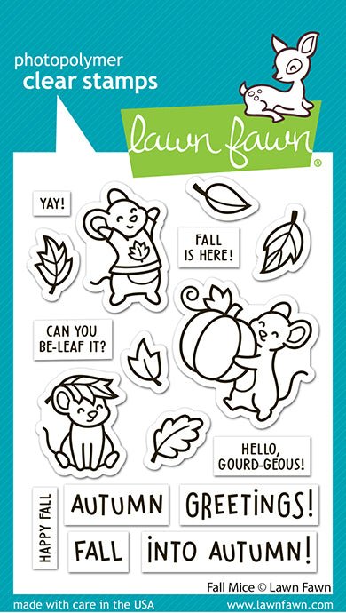 Lawn Fawn Fall Mice Clear Stamp Set 3x4