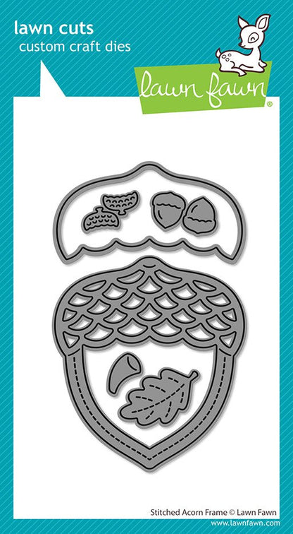 Lawn Fawn Lawn Cuts Leaf and Acorn Border + Outside in Stitched Acorn + Stitched Acorn Frame