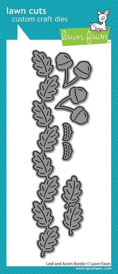 Lawn Fawn Lawn Cuts Leaf and Acorn Border + Outside in Stitched Acorn + Stitched Acorn Frame