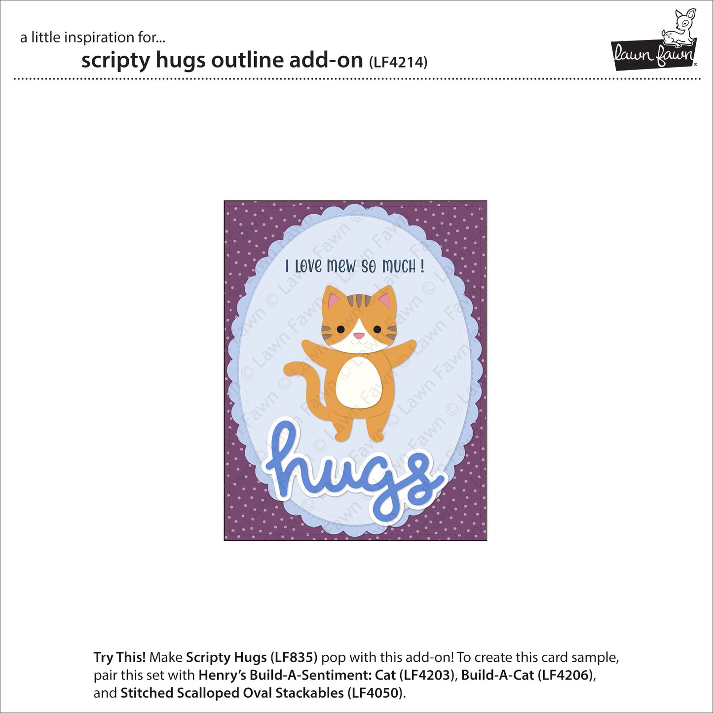 Lawn Fawn Scripty Hugs Outline Add-on Lawn Cuts Stanzen