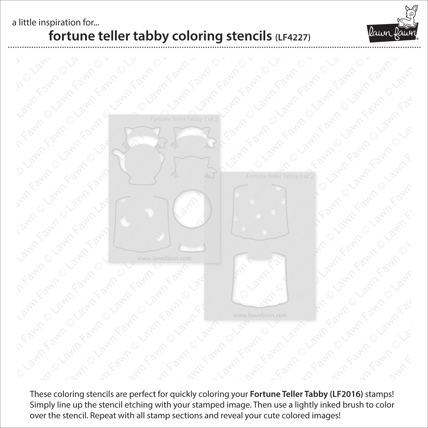 Lawn Fawn Coloring Stencils Fangtastic Friends + Fangtastic Friends Add-on + Fortune Teller Tabby
