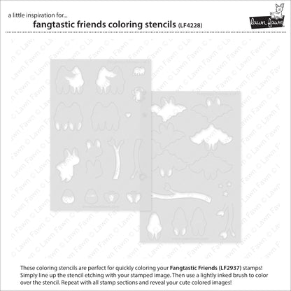 Lawn Fawn Coloring Stencils Fangtastic Friends + Fangtastic Friends Add-on + Fortune Teller Tabby