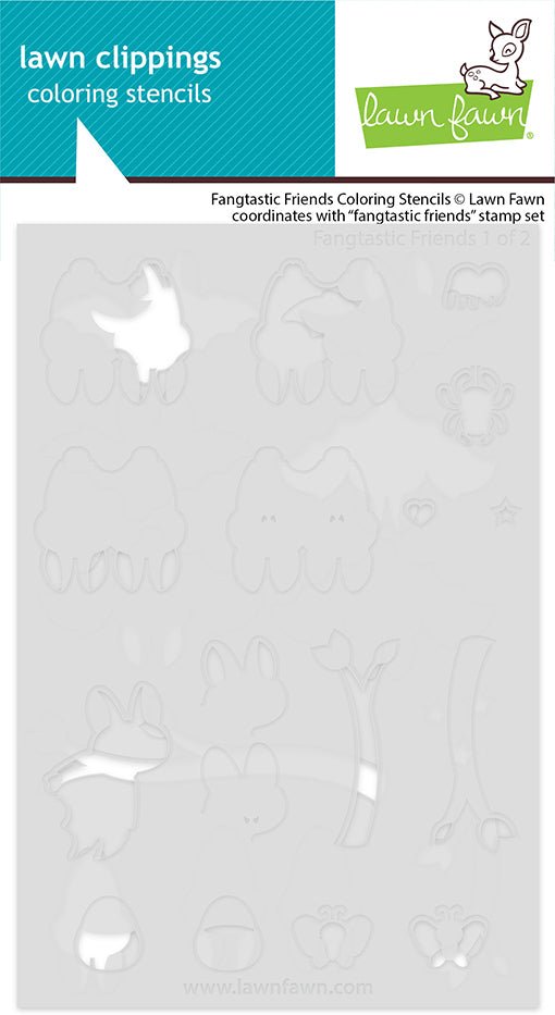 Lawn Fawn Coloring Stencils Fangtastic Friends + Fangtastic Friends Add-on + Fortune Teller Tabby