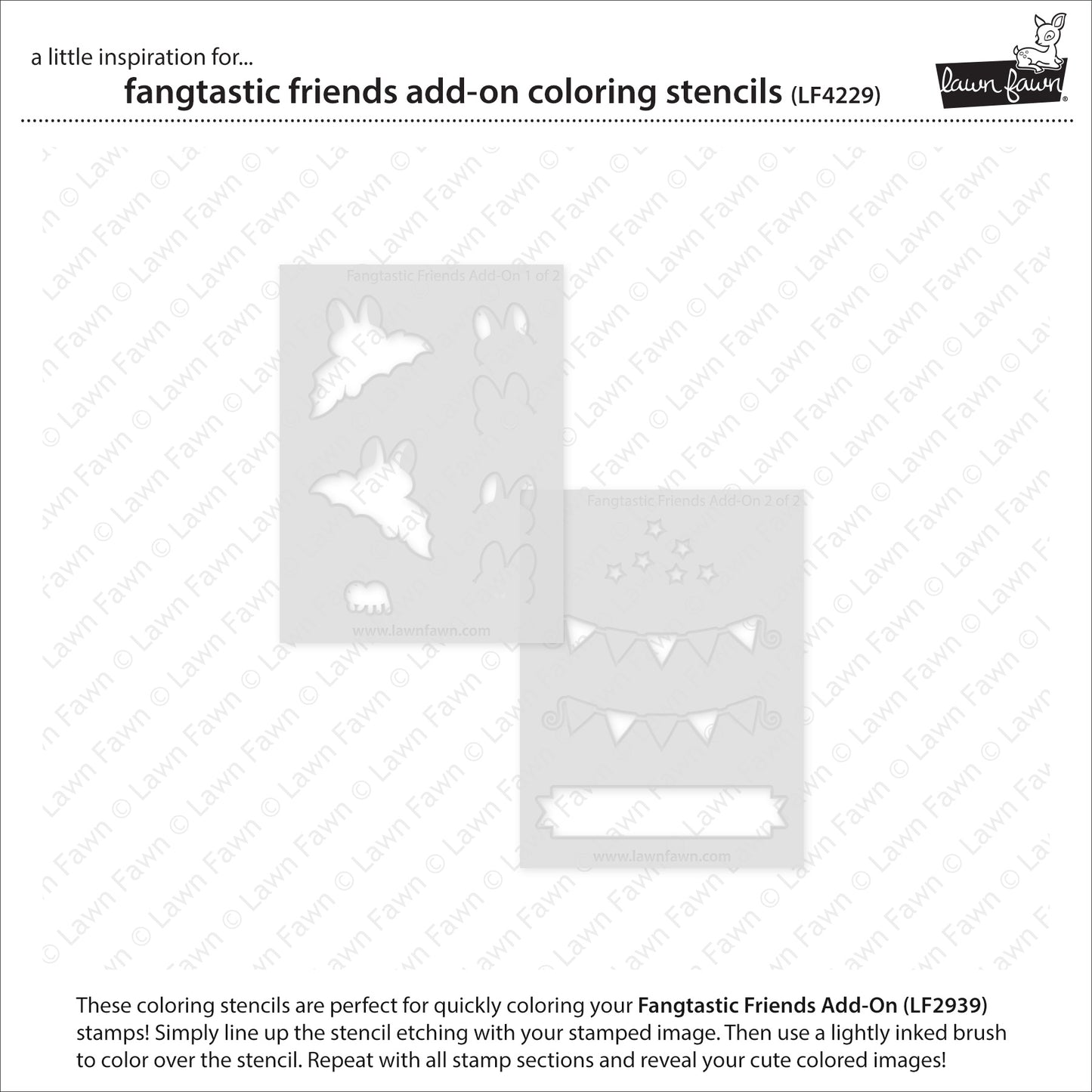 Lawn Fawn Fangtastic Friends Add-on Coloring Stencils