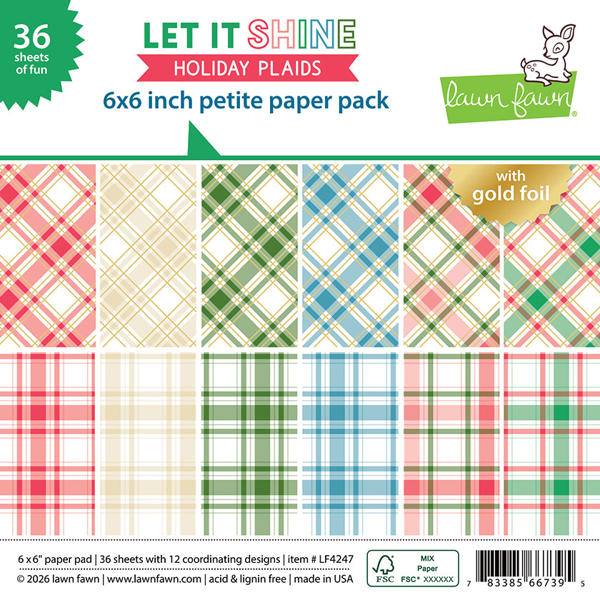 Lawn Fawn Let It Shine Holiday Plaids Petite Paper Pack 6x6