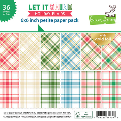 Lawn Fawn Let It Shine Holiday Plaids Petite Paper Pack 6x6